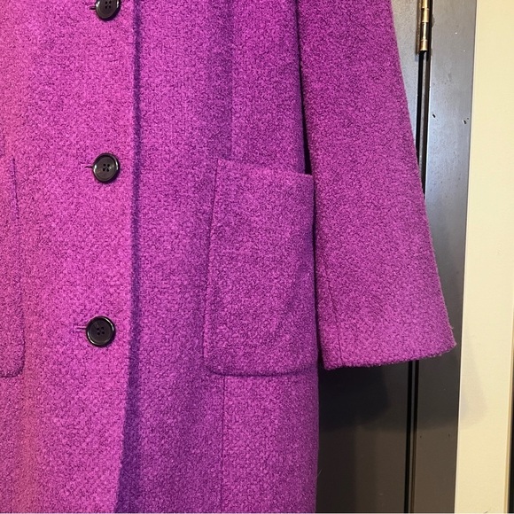 NWT TALBOTS Faux Fur Collar Bouclé Wool Blend Coat, Size Large - Picture 7 of 9